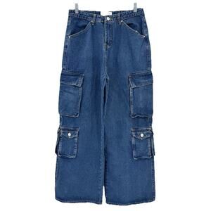 Angel Kiss Super High Rise Baggy Straight Cargo Skater Jeans Juniors Size 7/28